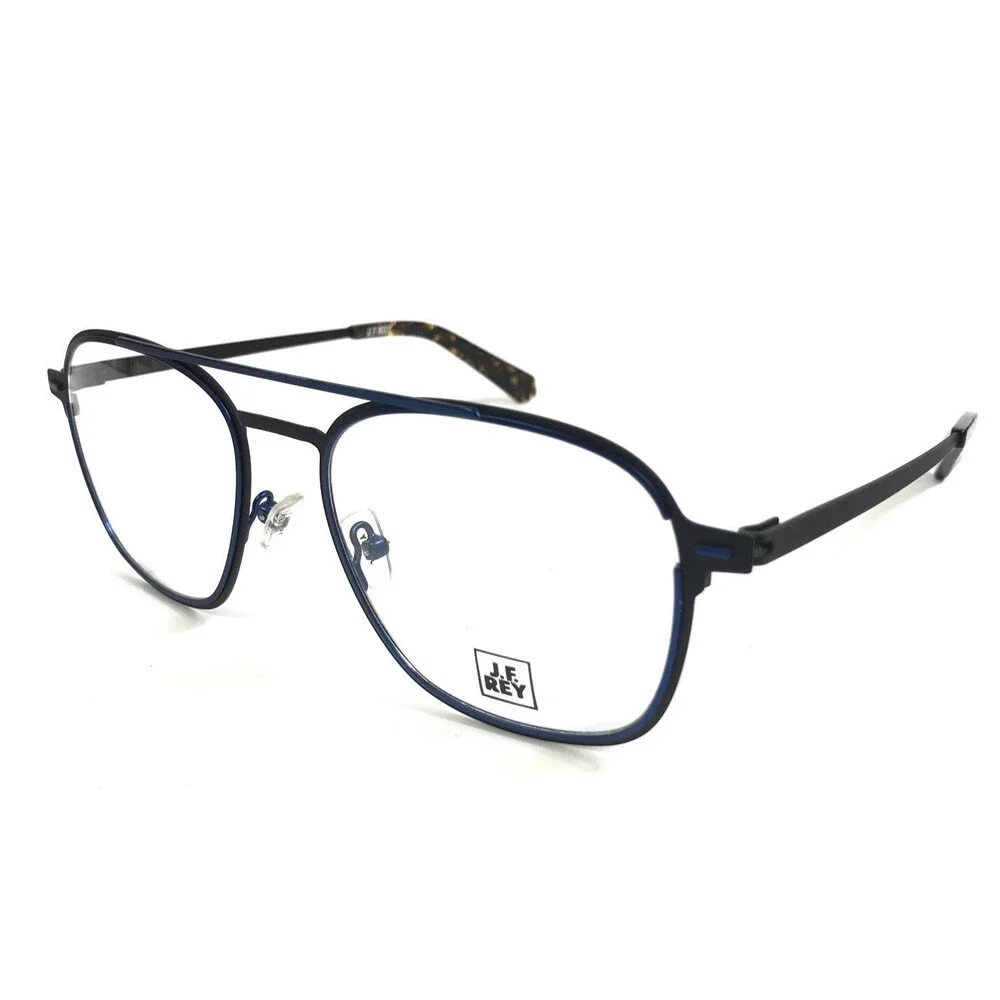 J. F. Rey Eyeglasses Frames JF3058 0828 Black Blue Aviator Full Rim 56-19-145